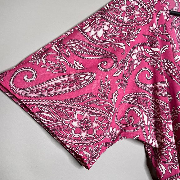 New York & Co‎ Plunging V-Neck Blouse Three Button Closure Sheer Red Size Large - Picture 6 of 10